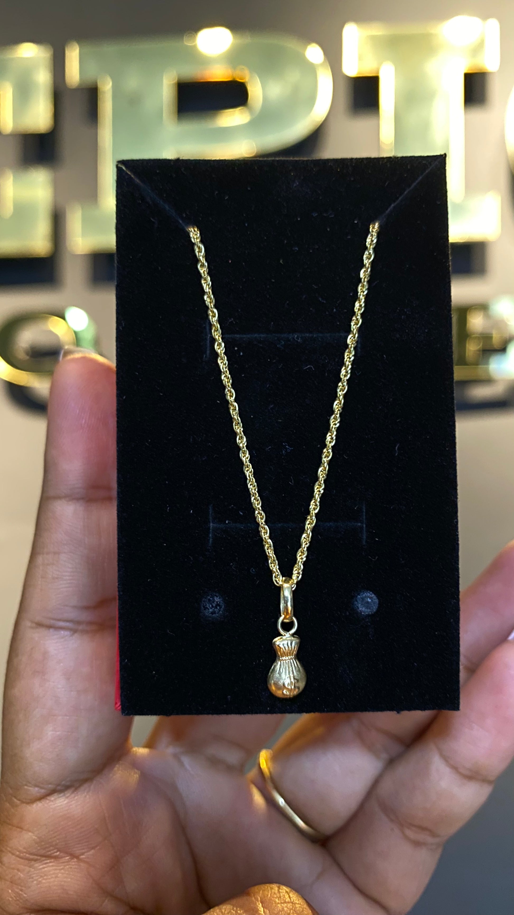 Set Cadena Lazo + Dije Bolsa De Dinero