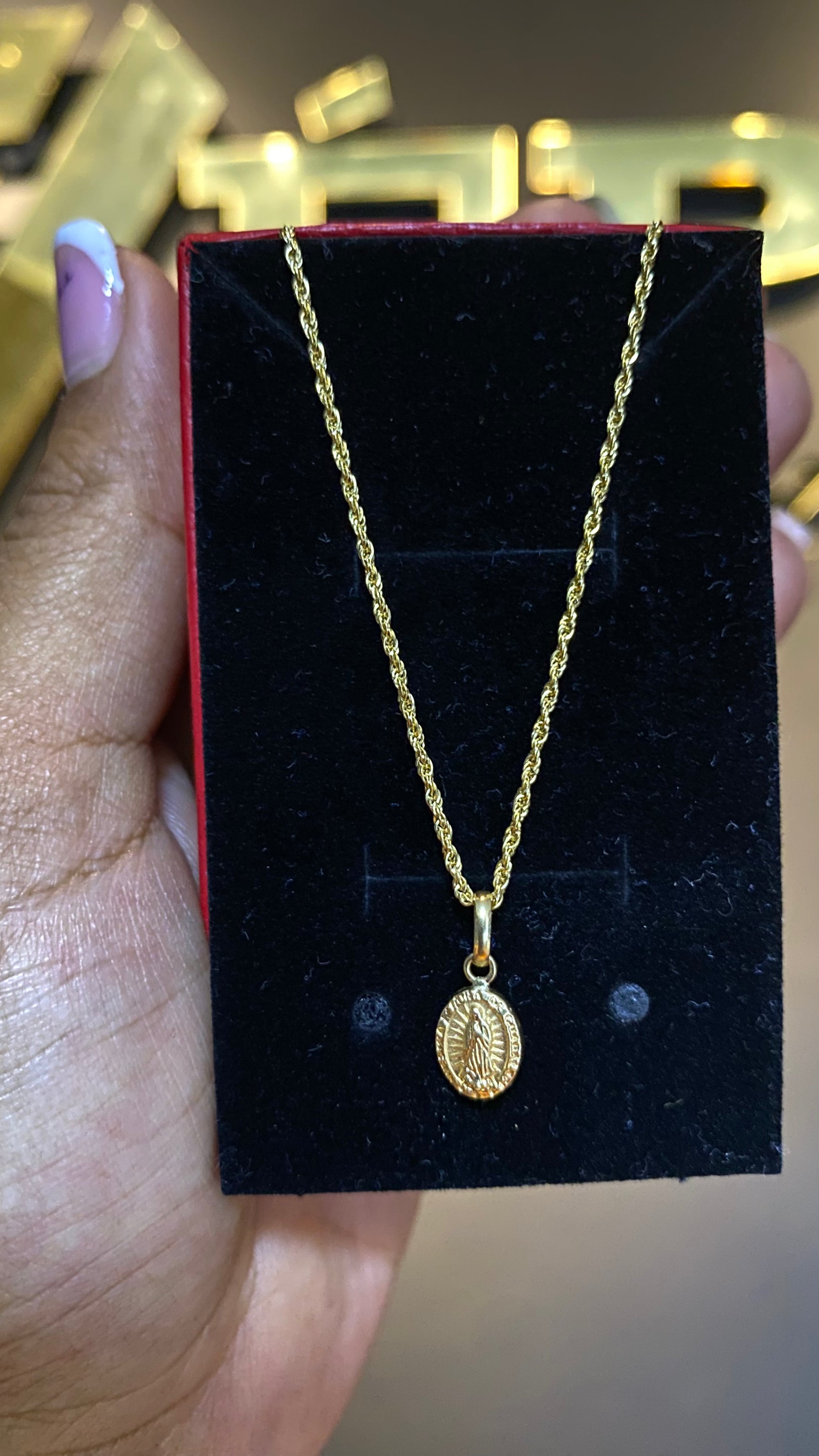 Set Cadena Lazo + Dije Virgen Guadalupe